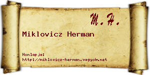 Miklovicz Herman névjegykártya